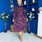 Maeve Pleated Midi Dress Floral Burgundy