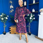 Maeve Pleated Midi Dress Floral Burgundy