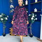 Maeve Pleated Midi Dress Floral Burgundy