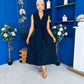 Kia Tie Detail Tailored Midi Dress Black