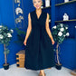 Kia Tie Detail Tailored Midi Dress Black