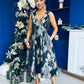 Jessi Floral Jacquard V Neck Midi Dress Black