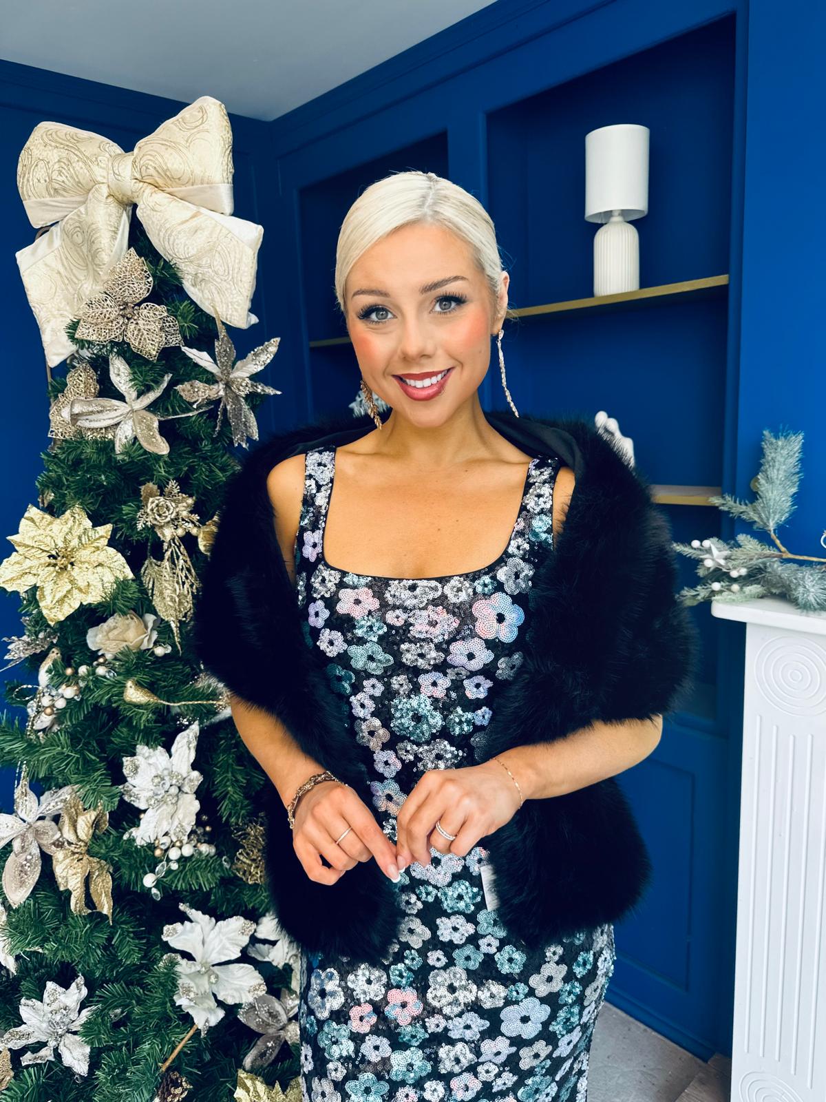 Kiley Faux Fur Shawl Black