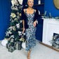 Lisbon Square Neck Sequin Midi Dress Black