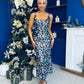 Lisbon Square Neck Sequin Midi Dress Black