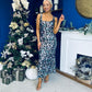 Lisbon Square Neck Sequin Midi Dress Black