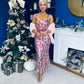Lisbon Square Neck Sequin Midi Dress Pink