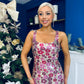 Lisbon Square Neck Sequin Midi Dress Pink