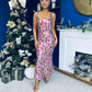 Lisbon Square Neck Sequin Midi Dress Pink
