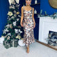 Lisbon Square Neck Sequin Midi Dress Gold