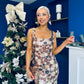 Lisbon Square Neck Sequin Midi Dress Gold
