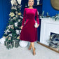 Taylor Pearl & Bow Detail Midi Dress Wine
