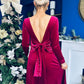 Taylor Pearl & Bow Detail Midi Dress Wine