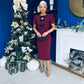 Emma Cut Out Bow Midi Dress Wine