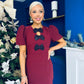 Emma Cut Out Bow Midi Dress Wine