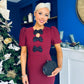 Emma Cut Out Bow Midi Dress Wine