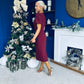 Emma Cut Out Bow Midi Dress Wine