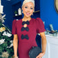 Emma Cut Out Bow Midi Dress Wine
