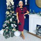 Emma Cut Out Bow Midi Dress Wine