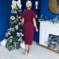Emma Cut Out Bow Midi Dress Wine