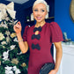 Emma Cut Out Bow Midi Dress Wine