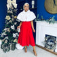 Michaela Detailed Ocxasion Dress Red