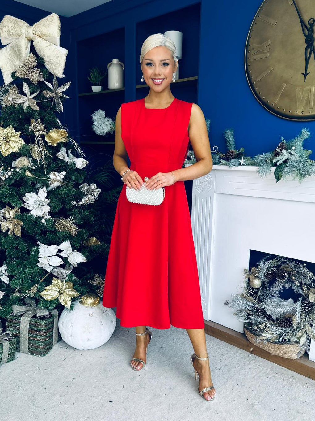 Michaela Detailed Ocxasion Dress Red