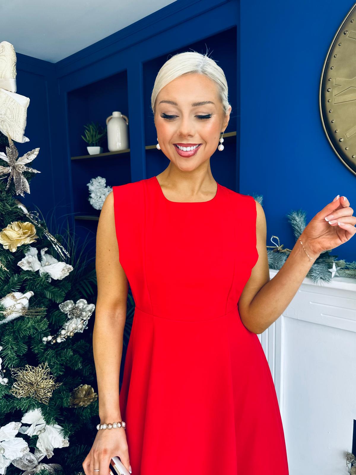 Michaela Detailed Ocxasion Dress Red