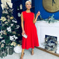 Michaela Detailed Ocxasion Dress Red