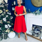 Michaela Detailed Ocxasion Dress Red