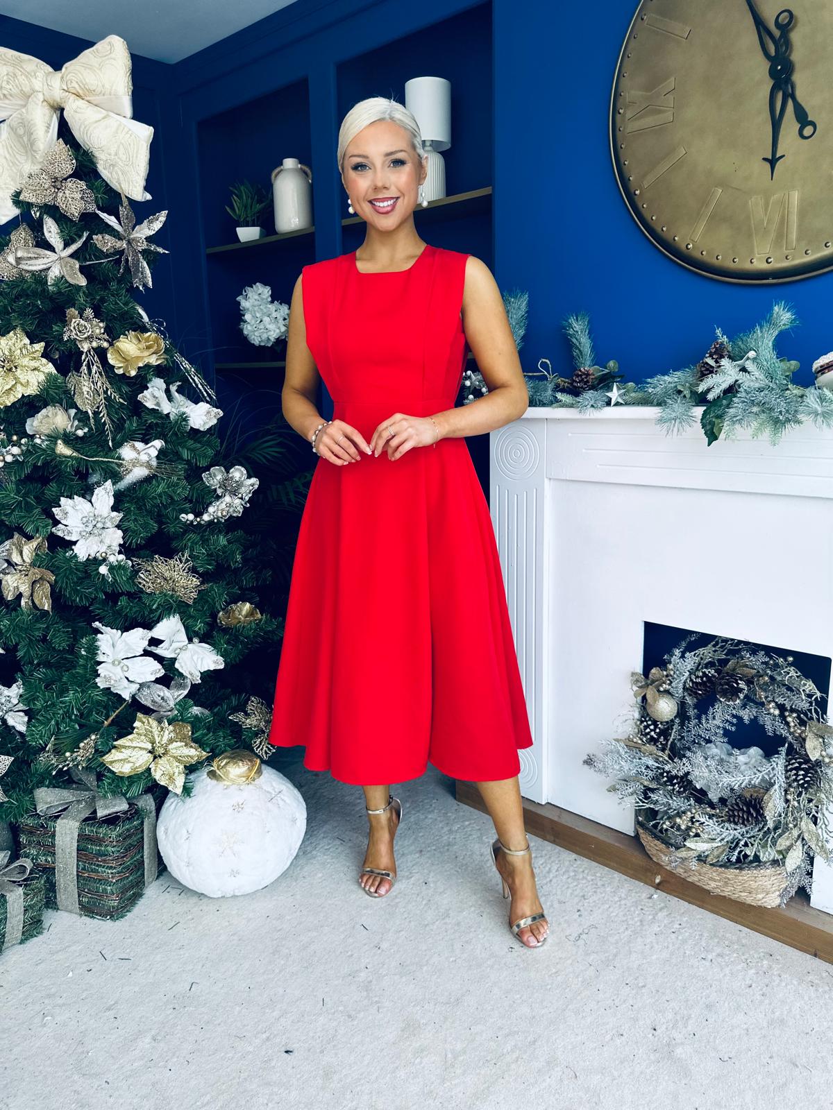 Michaela Detailed Ocxasion Dress Red