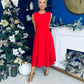 Michaela Detailed Ocxasion Dress Red