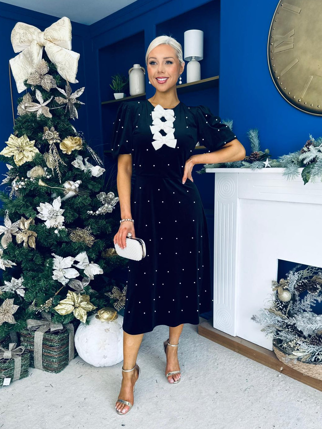 Casey Pearl & Velvet Occasion Dress Black