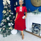 Casey Pearl & Velvet Occasion Dress Red