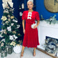 Casey Pearl & Velvet Occasion Dress Red