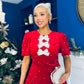Casey Pearl & Velvet Occasion Dress Red