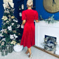 Casey Pearl & Velvet Occasion Dress Red