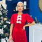 Casey Pearl & Velvet Occasion Dress Red