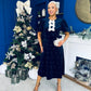 Casey Pearl & Velvet Occasion Dress Navy
