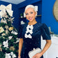 Casey Pearl & Velvet Occasion Dress Navy