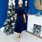 Casey Pearl & Velvet Occasion Dress Navy