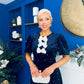 Casey Pearl & Velvet Occasion Dress Navy