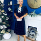 Casey Pearl & Velvet Occasion Dress Navy