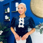 Casey Pearl & Velvet Occasion Dress Navy