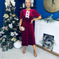 Casey Pearl & Velvet Occasion Dress Wine