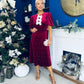Casey Pearl & Velvet Occasion Dress Wine