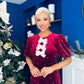 Casey Pearl & Velvet Occasion Dress Wine