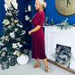 Casey Pearl & Velvet Occasion Dress Wine