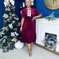 Casey Pearl & Velvet Occasion Dress Wine
