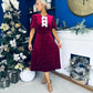 Casey Pearl & Velvet Occasion Dress Wine